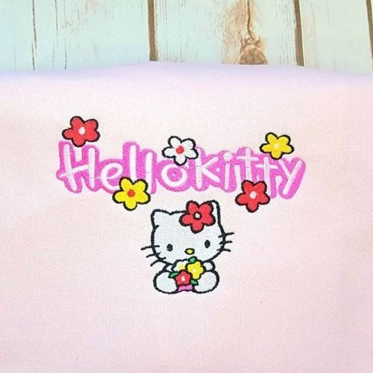 Hello Kitty Flowers Embroidered Sweater