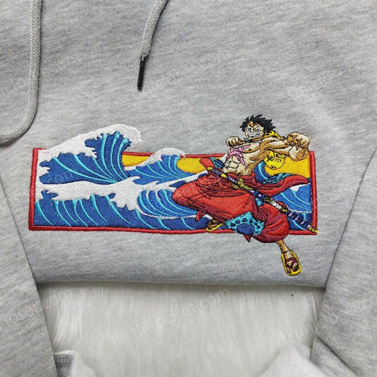 Wano Waves Luffy Embroidered Sweater