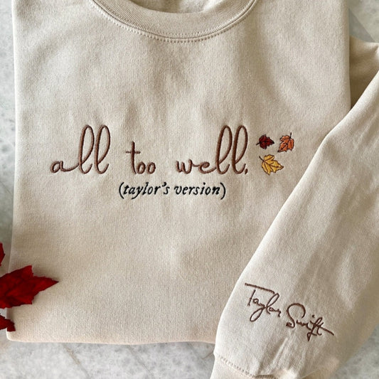 All Too Well Taylor's Version Embroidered Sweater