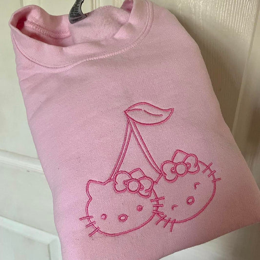 Hello Kitty Cherries Embroidered Sweater